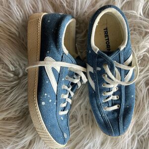 Tretorn💫 Nylite Plus Womens💫 Size 6.5 Shoes Blue Paint Splatter Denim Sneakers